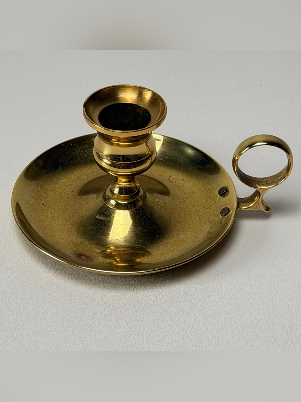 BALDWIN BRASS Chamberstick Candlestick Holder Ring handle Cottagecore Victorian
